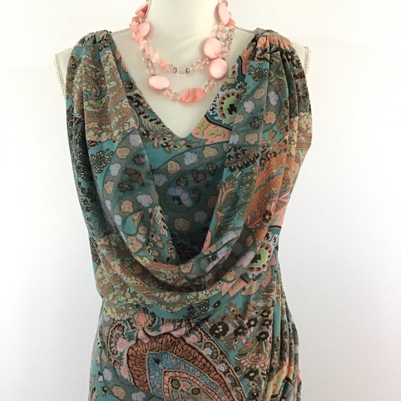 Mango Dresses & Skirts - MANGO SUIT PAISLEY PRINT RUCHED SLEEVELESS DRESS